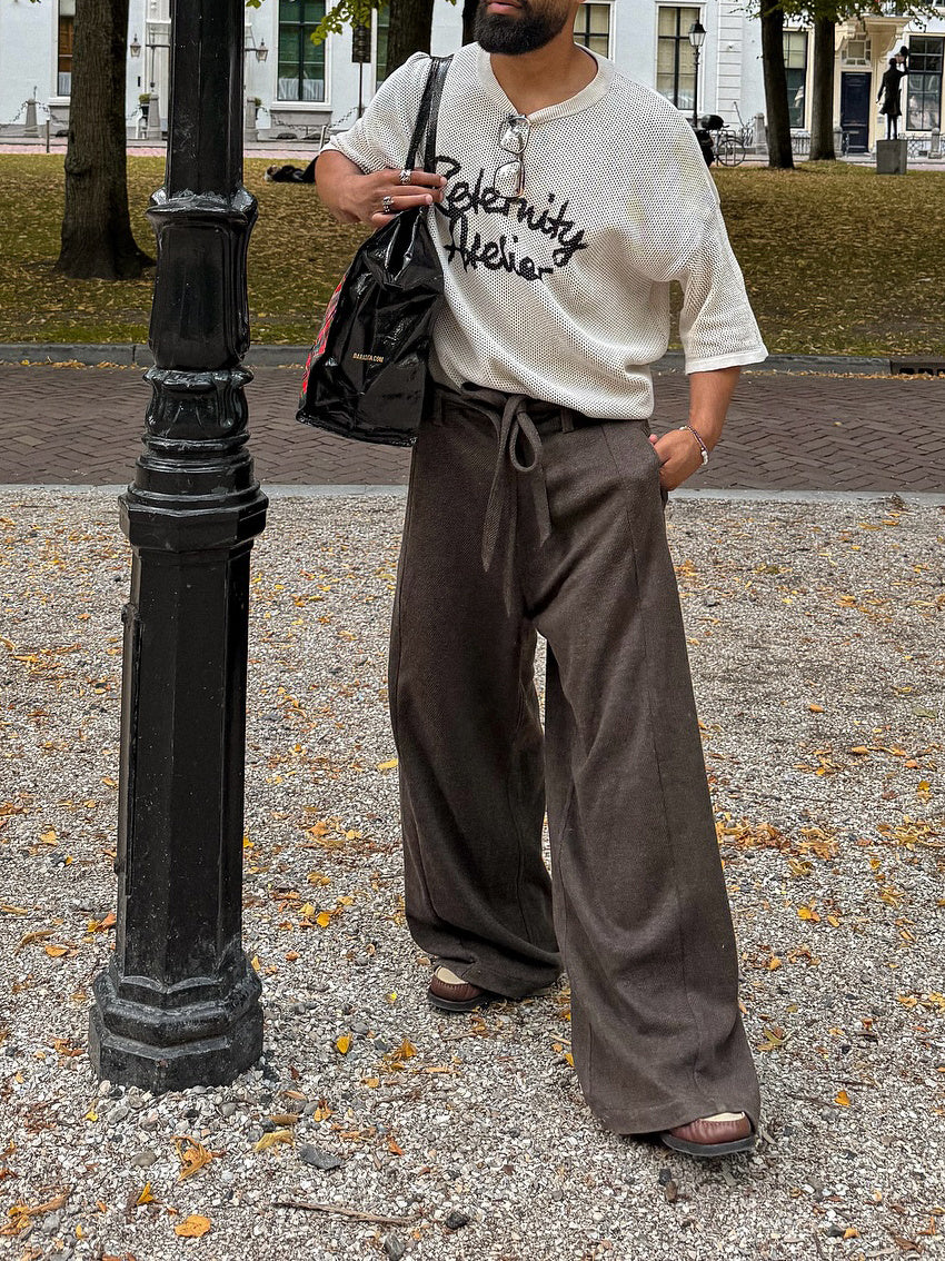 Crew Neck Mesh Lettering Short-sleeved Top