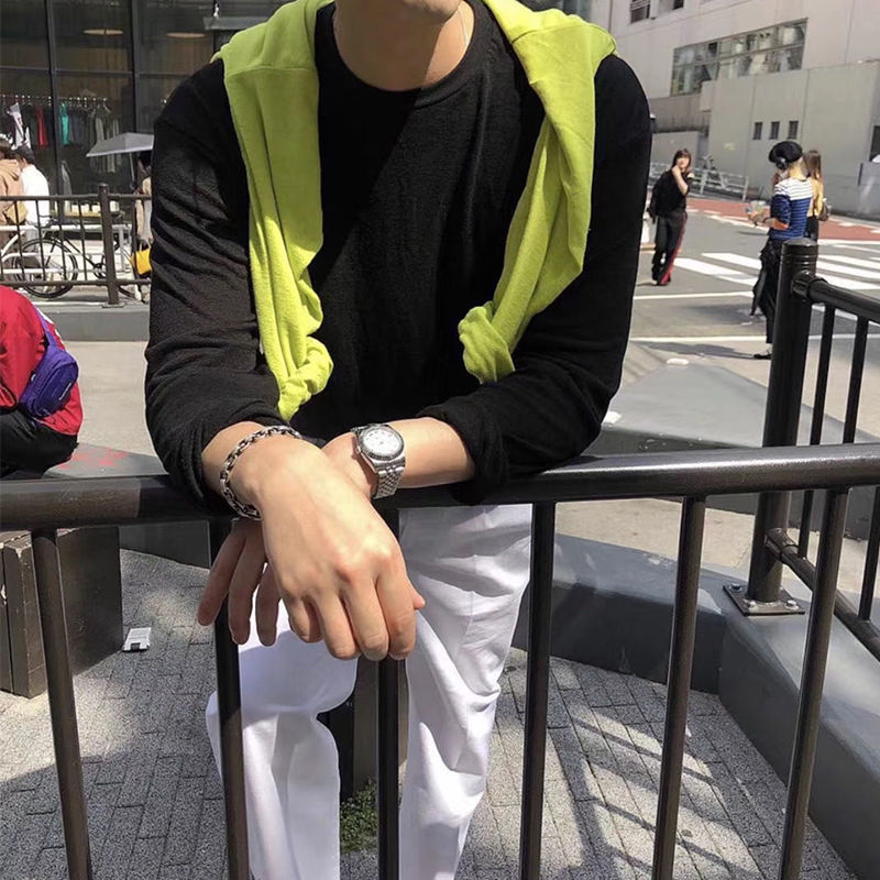 Men's Solid Color Loose Long Sleeves T-shirt