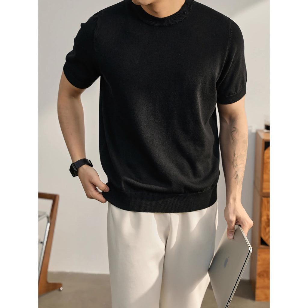 Plus Size Short-sleeved Sweater Men's Lightly Mature Casual