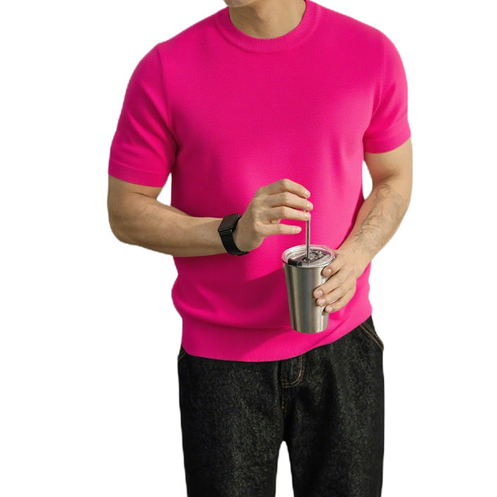 Plus Size Short-sleeved Sweater Men's Lightly Mature Casual