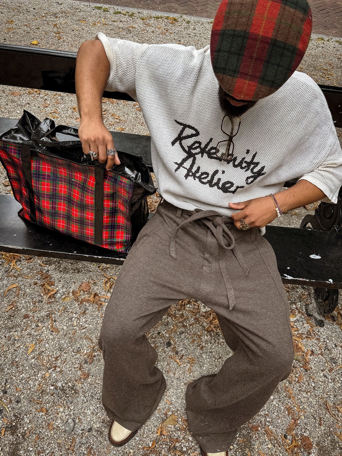 Crew Neck Mesh Lettering Short-sleeved Top