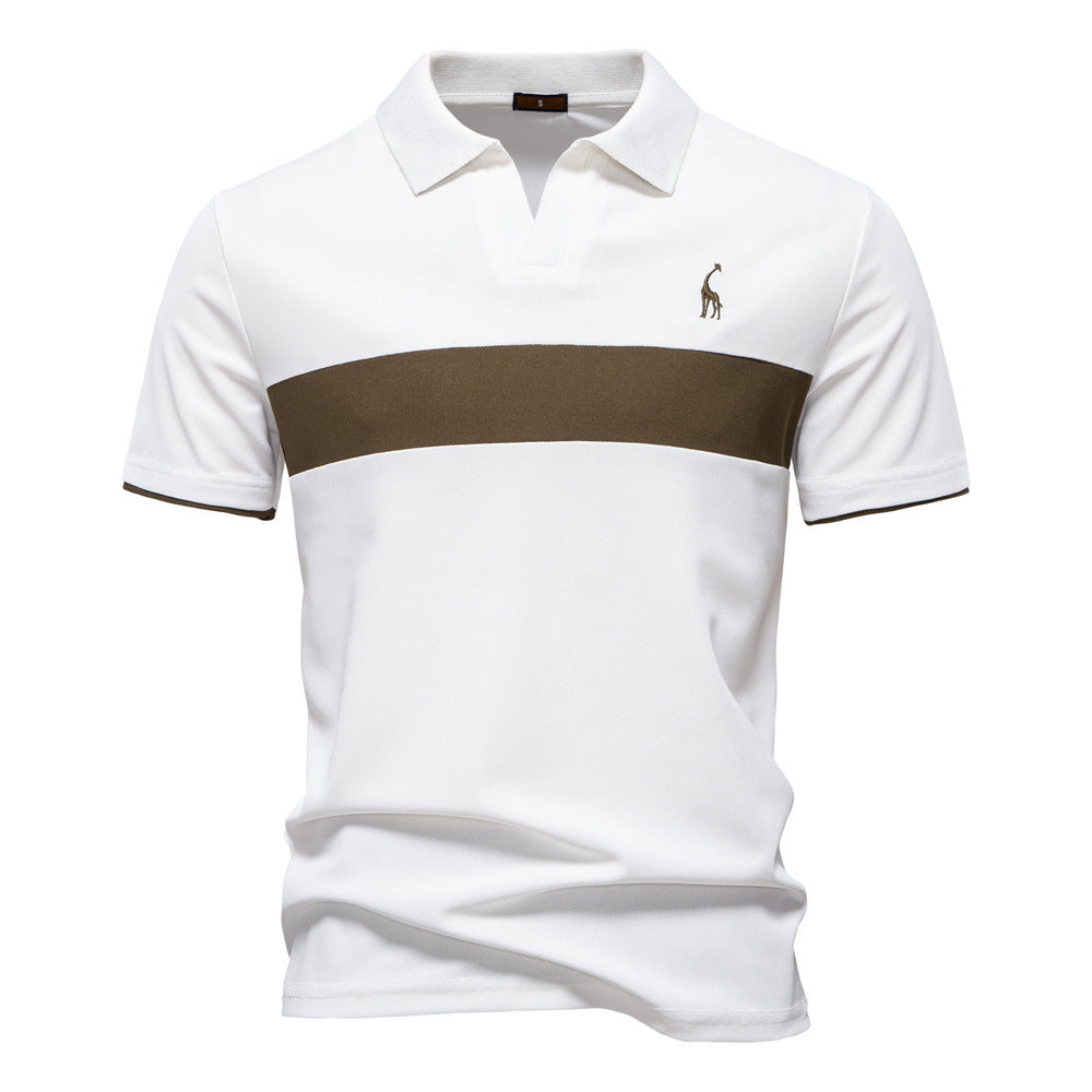 Deer Embroidered POLO Men's Lapel Short-sleeved T-shirt