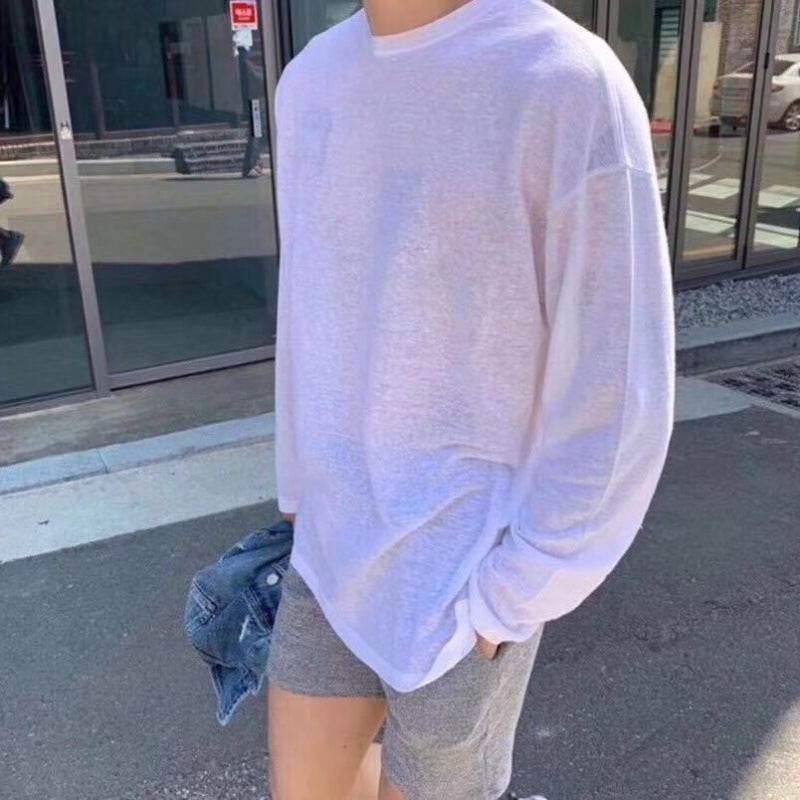 Men's Solid Color Loose Long Sleeves T-shirt