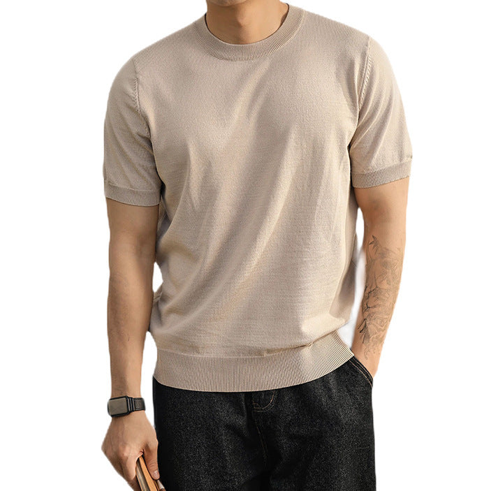 Plus Size Short-sleeved Sweater Men's Lightly Mature Casual
