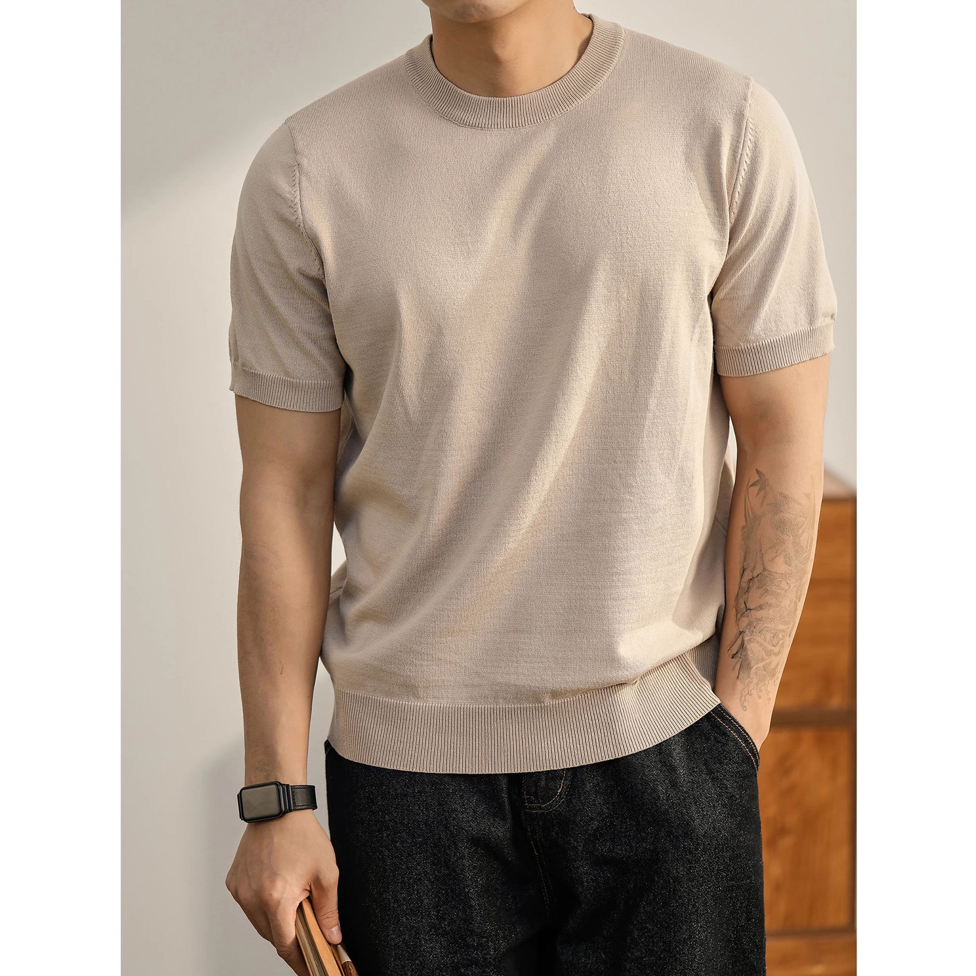 Plus Size Short-sleeved Sweater Men's Lightly Mature Casual